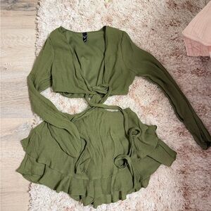 Olive Green Wrap Top